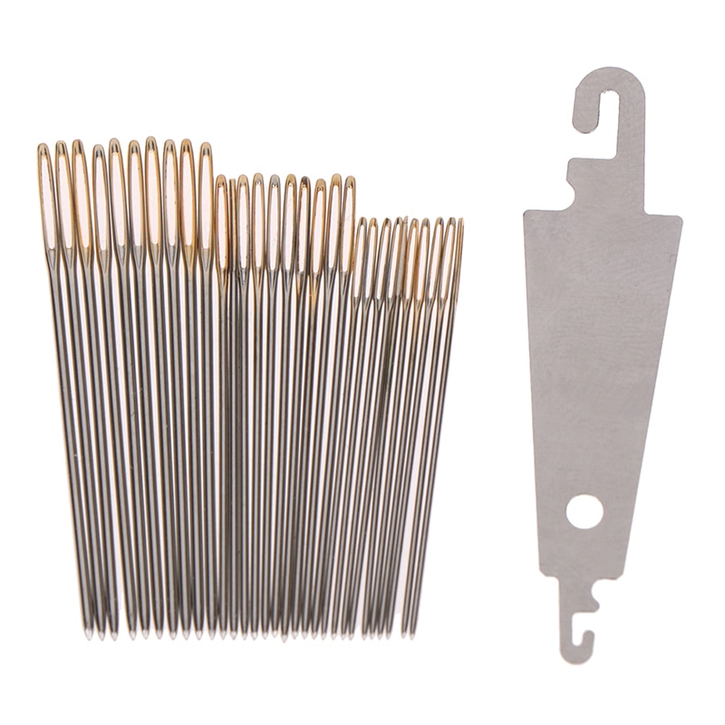 30 unids/set 3,4/3,7/4,1 CM agujas de coser a mano de cuero aguja de oro ojo bordado tapiz hogar lana agujas de coser DIY