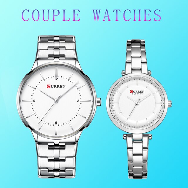 Curren paar horloges man en vrouw voor geliefden gouden roestvrijstalen jurk minimalistische horloge heren waterdicht relogio masculino: 8321- zilver