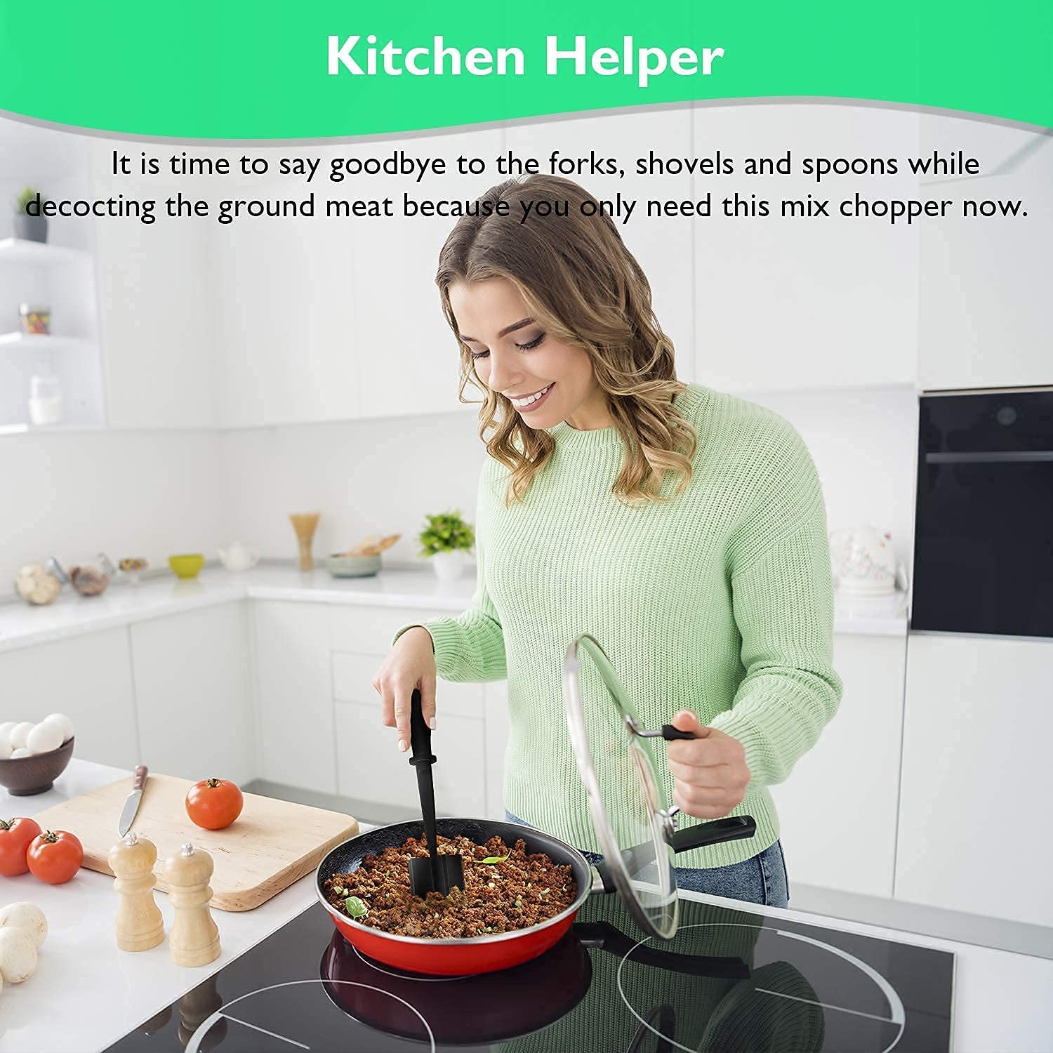 Meat Chopper Ground Beef Turkey Masher Heat Resistant Hamburger Meat Smasher Non Stick Mix Masher Tool Nylon Chopper Utensil