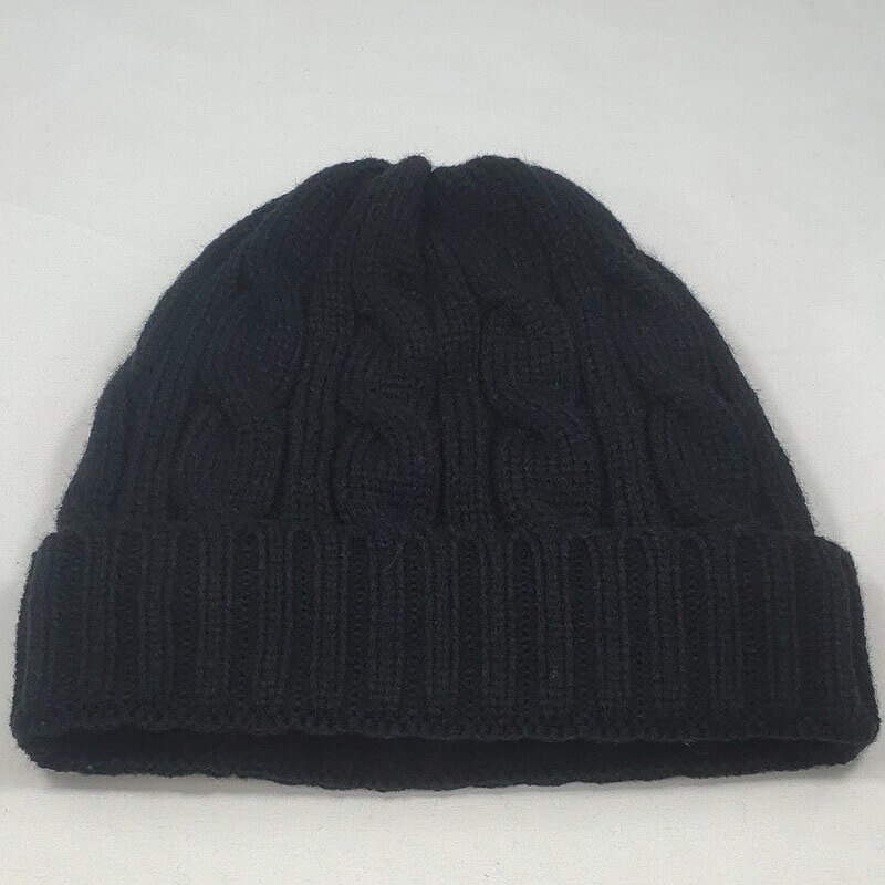 Varm vinter skull cap fleece indeni kvinder hatte kabel strikkede huer neon gul hvid sort rød neon orange farver: Sort