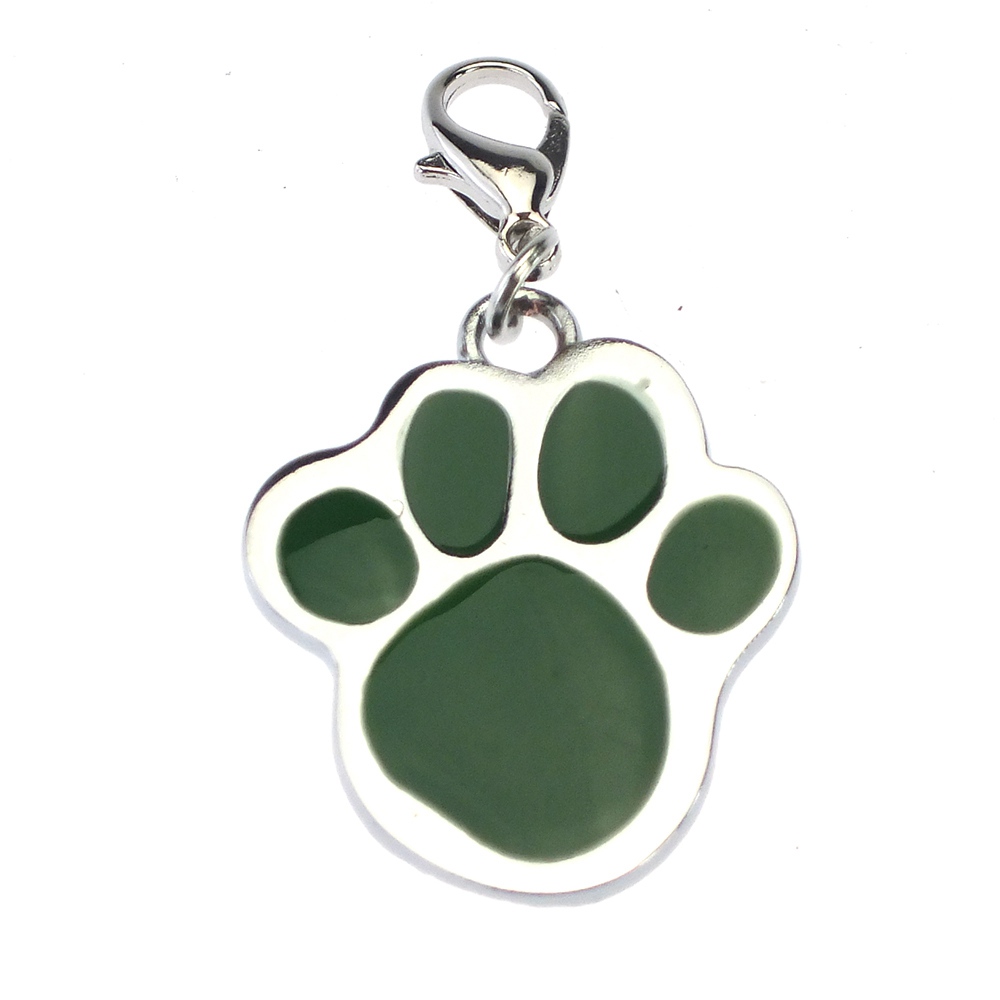 Etiquetas de identificación para perros, etiqueta de identificación, Metal sólido, garra de huellas de mascotas, Collar para perro, colgantes decorativos, accesorios para mascotas, gatos, CZ0001: green