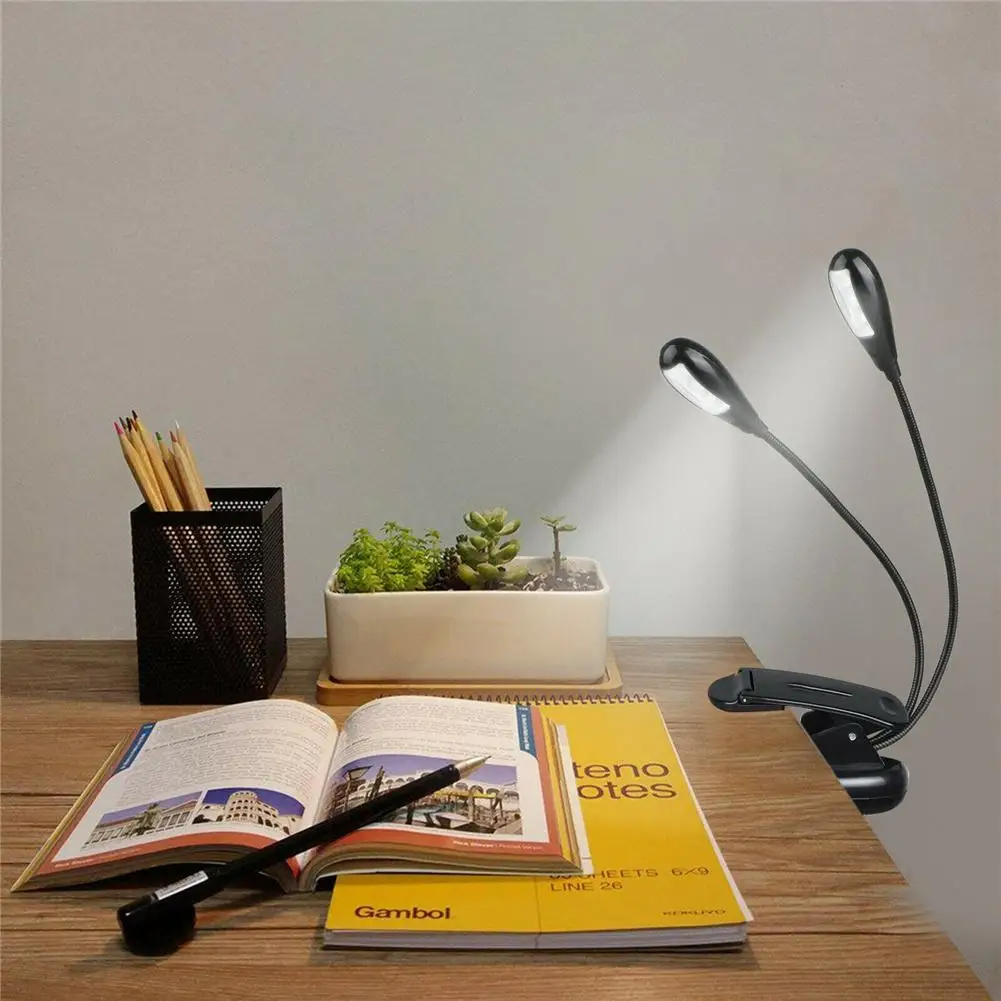 Notenständerleuchte, aufsteckbare LED-Buchleuchten, USB- und AAA-Batteriebetrieb, Leselampe Ich bin Bett, 4 Helligkeitsstufen, Ideal für Bo