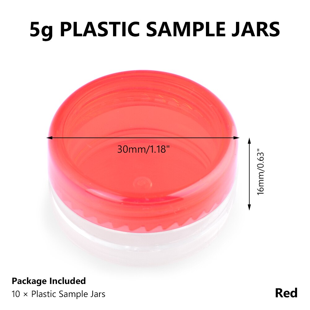 10pcs 3g/5g Empty Plastic Clear Cosmetic Jars Makeup Container Lotion Bottle Vials Face Cream Sample Pots Gel Box Plastic Sample: 5g Red