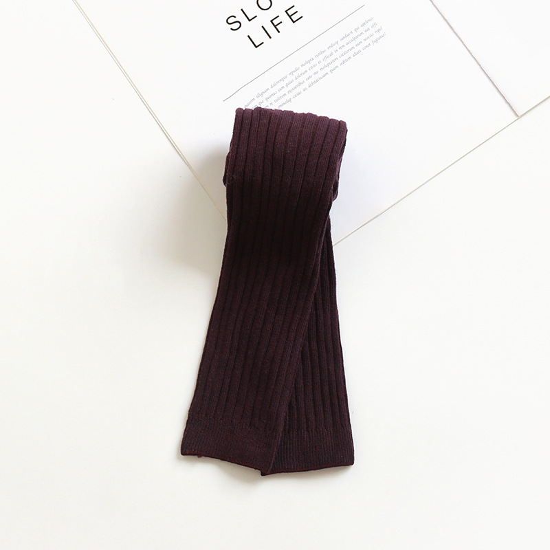 Mallas de algodón para niñas, pantalones de Color sólido, ropa de invierno para mantener el calor, absorbe el sudor, nueve puntos: purple / S-0-1T