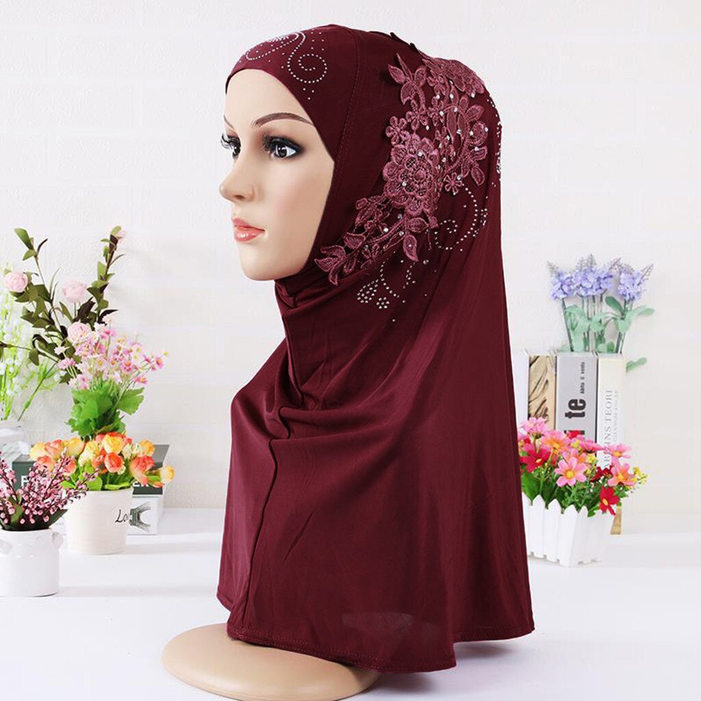 Hijab Double Boucle Sans Lacet Écharpe S'arrêter Crêpe Pratique Châle Foulard
