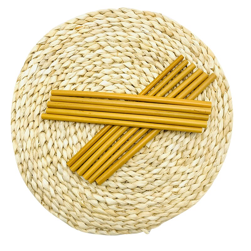 Pajita de bambú Natural para beber, Pajita de bambú Biodegradable, reutilizable, juego de viaje con cepillo de limpieza, Pajita de caña de azúcar