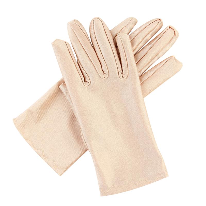 1 par unisex verão gelo seda alta elastano elásticos jóias luvas mostrar etiqueta protetor solar algodão fino trabalho: 06 Beige