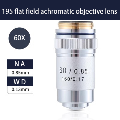 4X 10X 20X 40X 60X 100X Achromatic Objective Lens 195 mm Conjugate Distance Tube Length 160 mm Biological Microscope RMS thread: Red