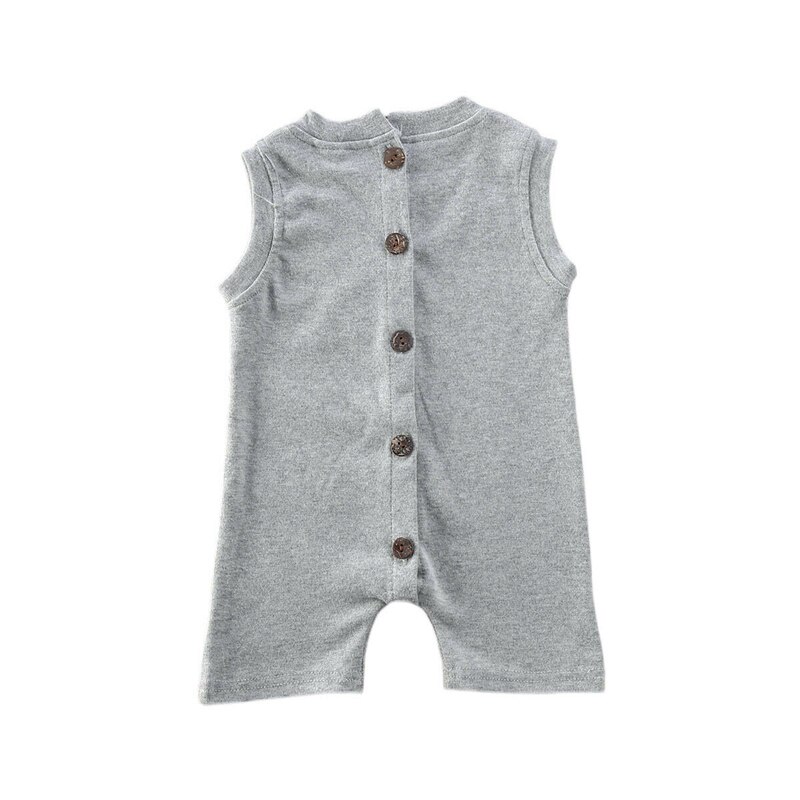 Neugeborenen-Baby-strampler aus baumwolle für jungen und mädchen, ärmelloser Overall mit knöpfen, sommerkleidung