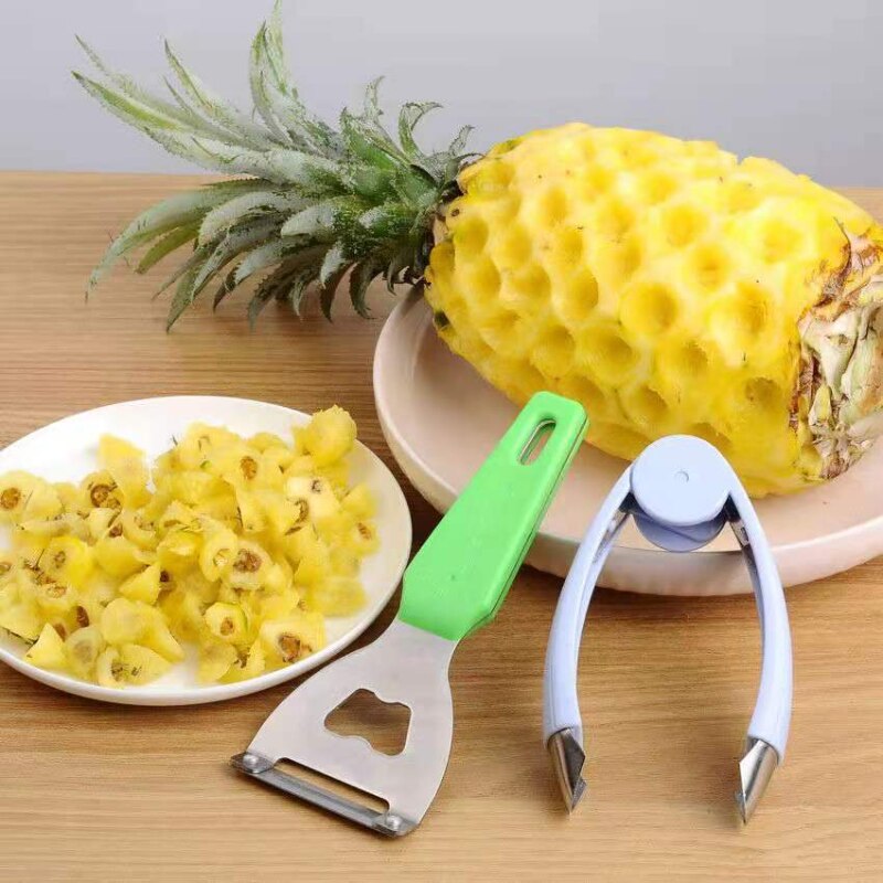Pineapple Peeler Stainless Steel Fruit Pineapple Eye Remover Strawberry Tomato Remover Tool Planer Clip Peeling Knife Tool