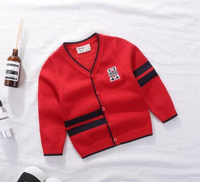 jongens trui jas herfst en winter 0-2 jaar oud katoenen gebreid vest baby meisje winter truien: Rood / 12m