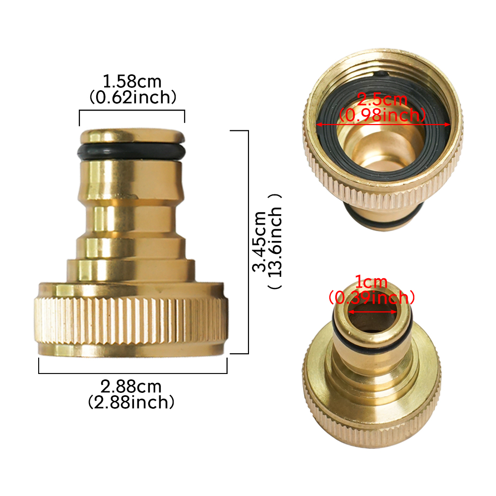 2 stk/sett hageslange hurtigkobling vannslange hurtigkobling 3/4 tommer messing enkel kobling gjengede kontakter