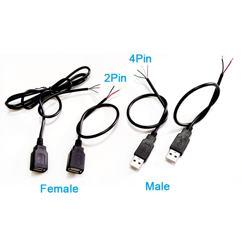 0.3m 1m 5V Power Supply Cable USB 2.0 Female Male 2Pin 4Pin Wire Jack Charger Charging Cord Extension Connector