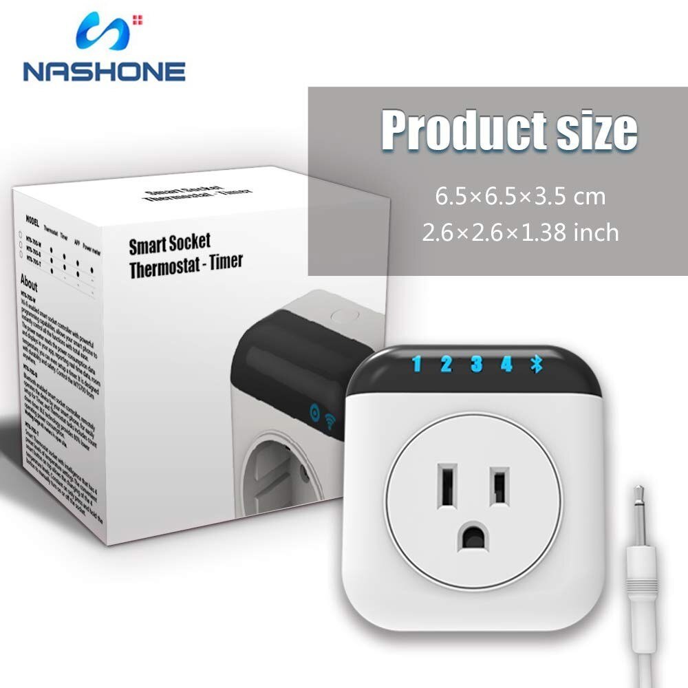 Nashone Smart Thermostat 220V Temperature Controller Bluetooth Smart Plug App Remote Control Socket with Timing and Countdown