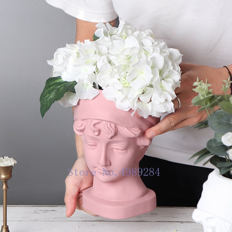 Kreativitet keramik vase menneske hoved karakter skulptur pige blomsterarrangement vase portræt skulptur moderne boligindretning