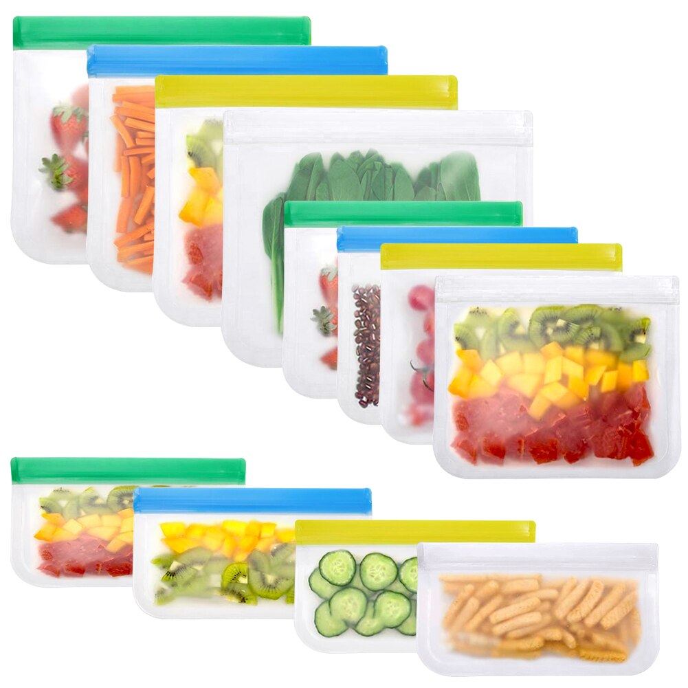 4Pcs Sandwich Pouch Containers Reusable Food Storage Bag Silicone Leakproof Fresh Fruit Pouch Freezer Bags Cup Ziplock Shut