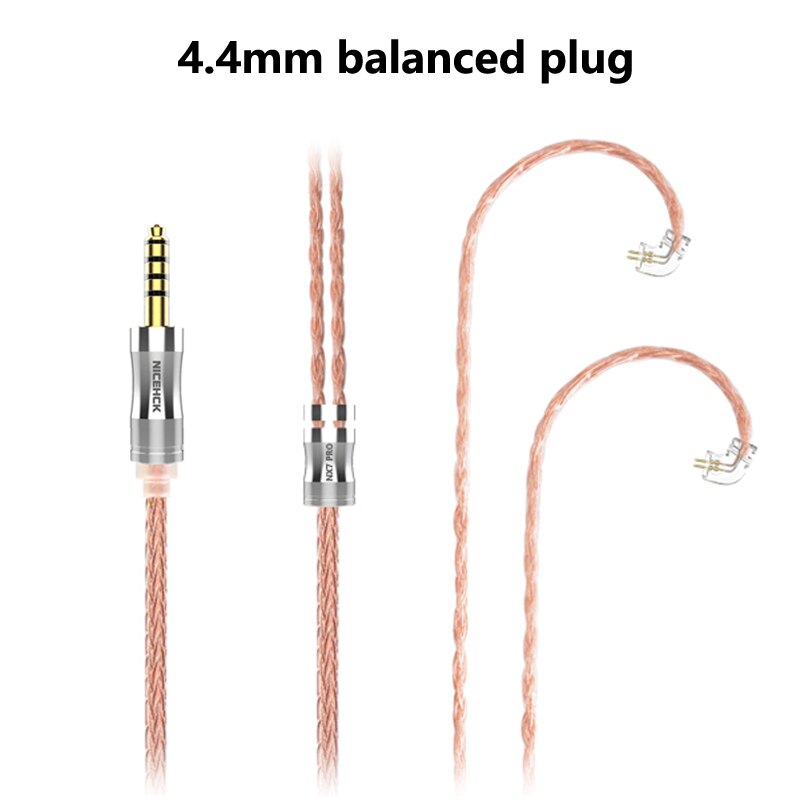 NICEHCK NX7 Pro Dedicated 16 Cores High Purity Copper Cable 3.5/2.5/4.4mm Plug NX7 2Pin For NX7 Pro/DB3/TFZ/AUGLAMOUR Universal: 4.4mm balanced plug