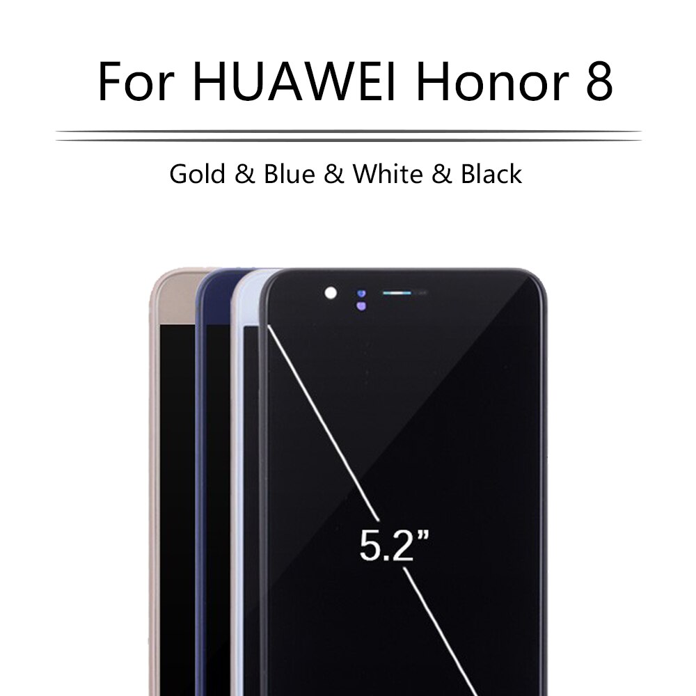 opprinnelig 5.2 " til huawei honor 8 lcd berøringsskjerm med ramme digitizer erstatning til huawei honor 8 vise frd  l19 l09 l14 lcd