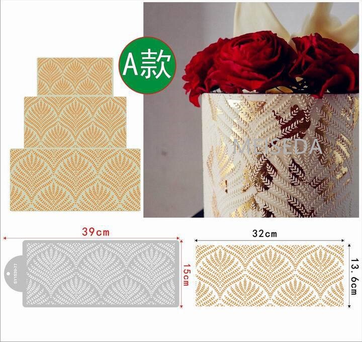 Cake Stencil Leaf Shape Pattern Cake Decorating Plastic Lace Cake Boder Stencils Template DIY Drawing Mold Baking Accessories: A