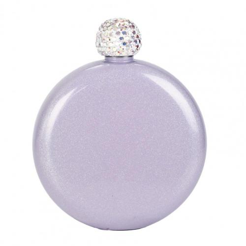Liquor Hip Flask Lady Portable Wine Jug Stainless Steel Alcohol Flask Crystal Lid Drinkware Bottle Novelty Hip Flask: Light Purple