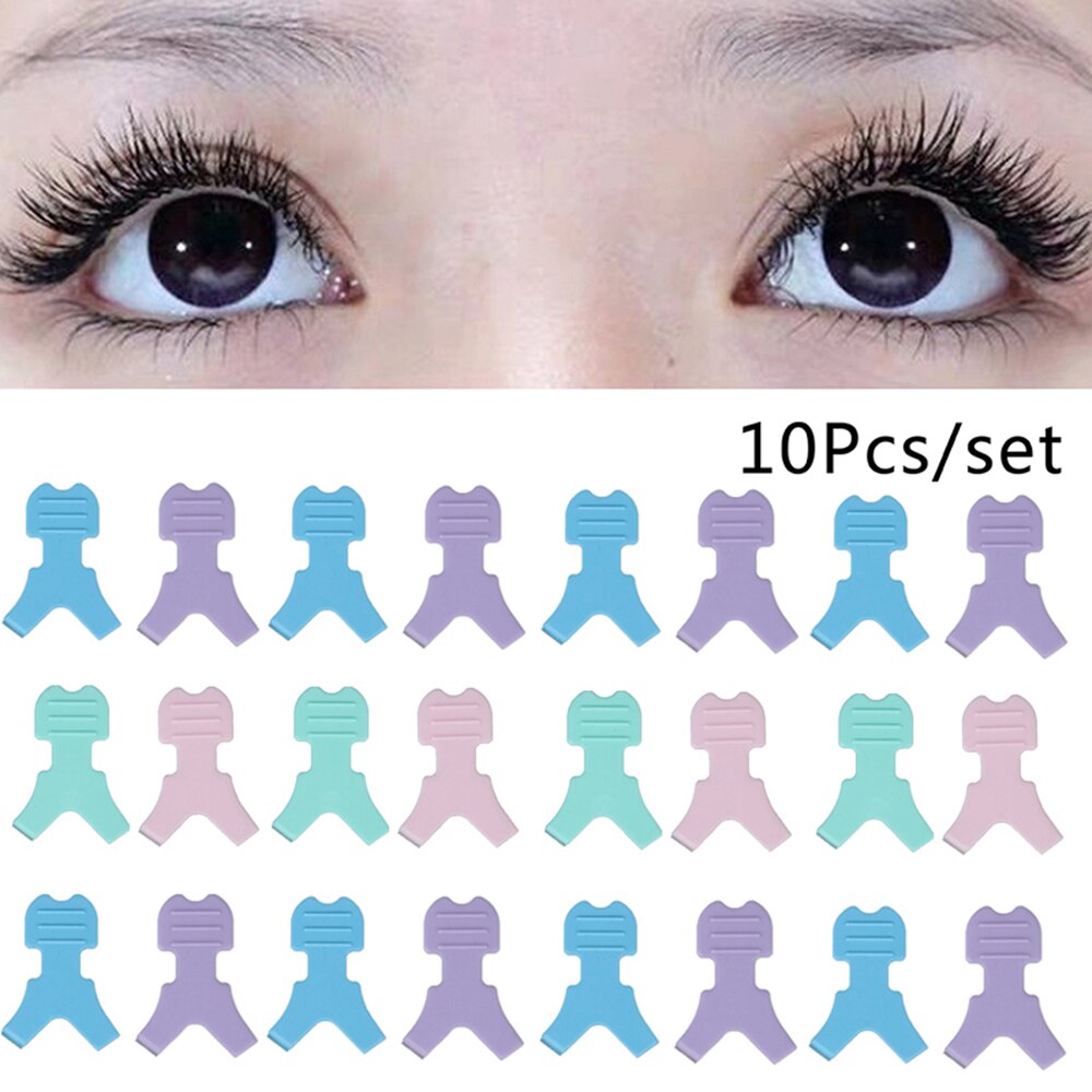 Brosse de levage de cils en Silicone, 10 pièces, Extension de cils en forme de Y, pinceau de greffage, tampon de permanente de cils, outil de maquillage et de Mascara