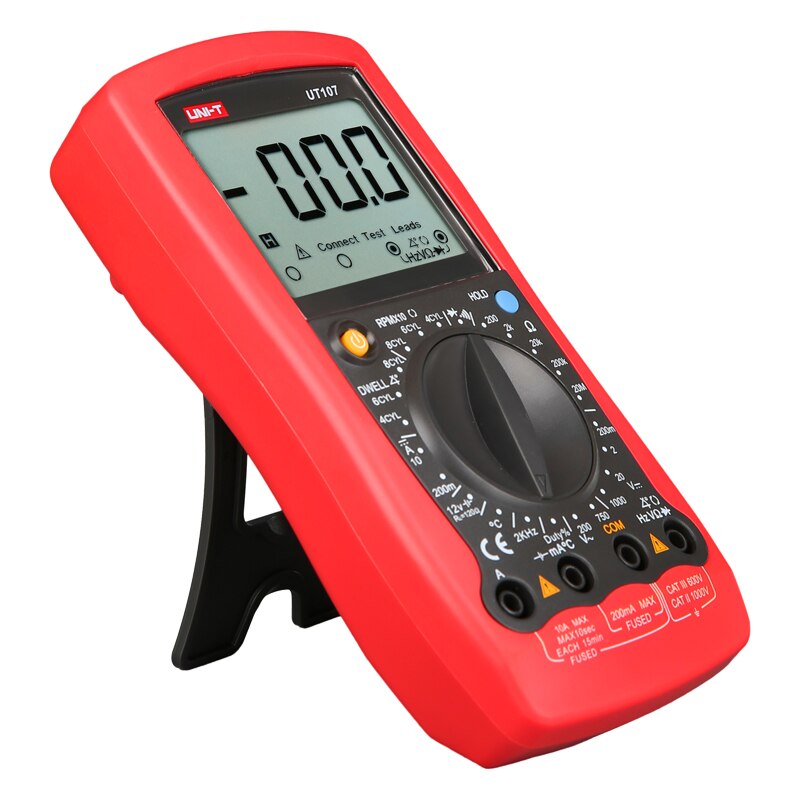 UNI-T UT107 Handheld Automotive Multipurpose Meters Manual Range Multimeter Input Protection Tach Battery Test