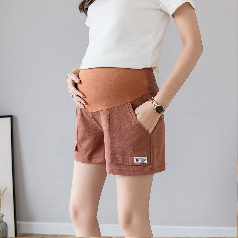 Baumwolle Leinen Mutterschaft kurze Hose Schwangere Frauen Sommer Dünne verlieren Kurze Hosen Schwangerschaft Außerhalb khaki Hosen lässig kurze Hose: Orange / XL