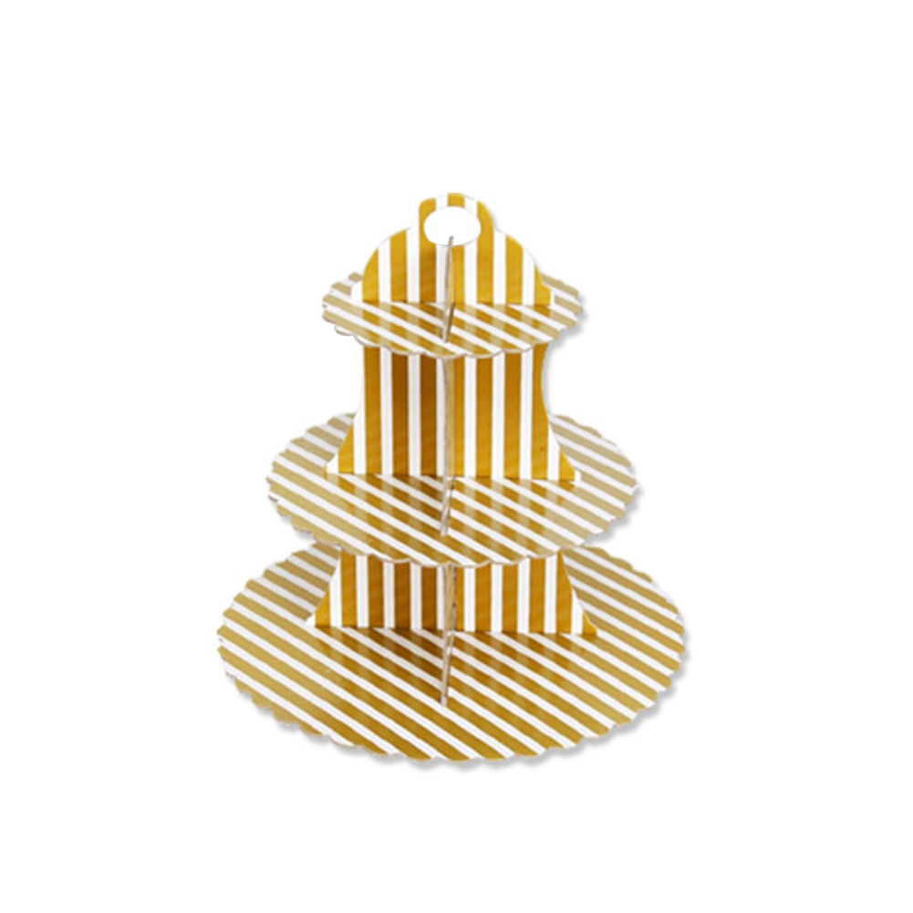 3-Layer Round Birthday Cupcake Dessert DIY Paper Craft Stand Dessert Display Rack Wedding Party Wedding Supplies Cake Tools: Golden