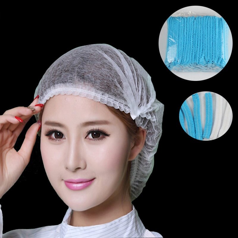 Gorro desechable de franjas no tejidas, gorros con tiras antipolvo, Gorros de protección para el trabajo, gorro de Chef con forma de seta, gorras protectoras Multicolor prácticas