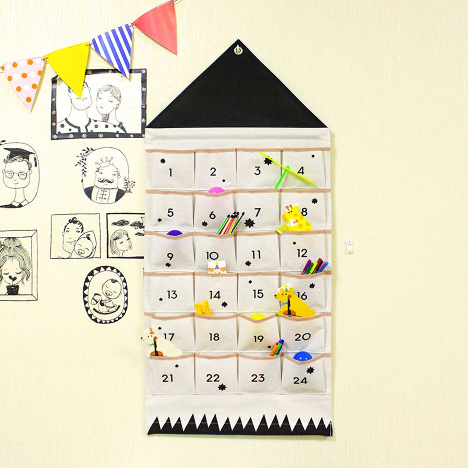 24 Zakken Stof Kerst Kalender Te Hangen Kerst Orna... Grandado