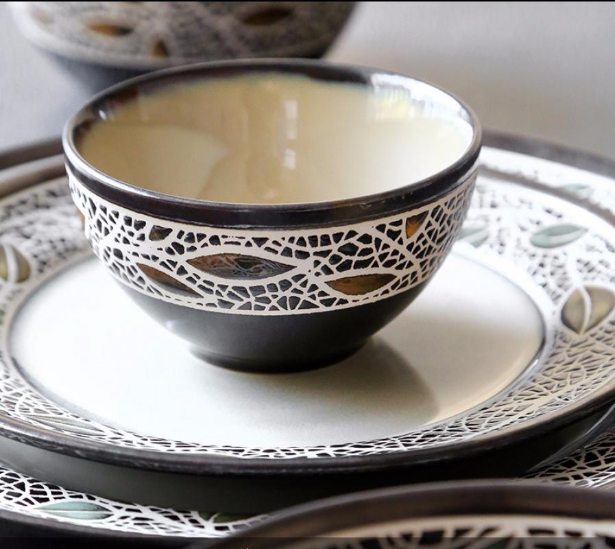 Vajilla de cerámica con plato para cenar de porcelana