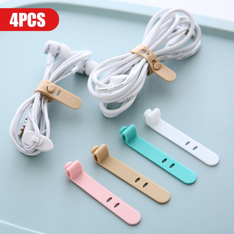 Siancs 4 Stuks Kabelhaspel Oortelefoon MP4 Siliconen Kabel Organisator Draad Gewikkeld Cord Line Opslag Houder Voor Iphone Samsung