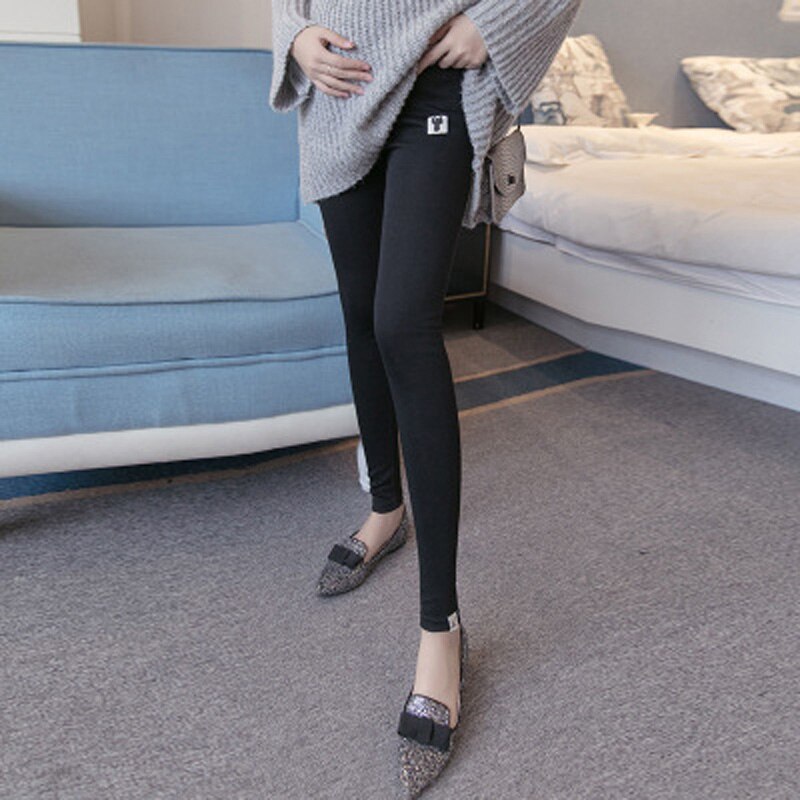 Leggings til gravide forår efterår varm gravid leggings tøj bomuldsbukser bukser stor str. 2xl: 1 / L