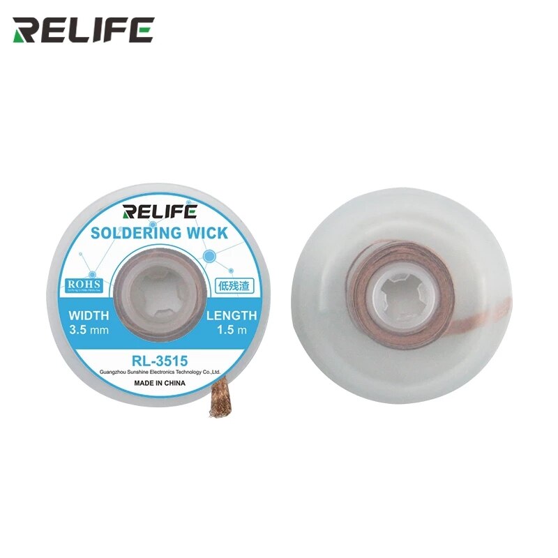 RELIFE-mecha para soldadura, cable eliminador de soldadura trenzada para PCB, herramienta de reparación de soldadura, 1 Uds., 1,5mm, 2mm, 2,5mm, 3mm, 5 uds.: RL-3515