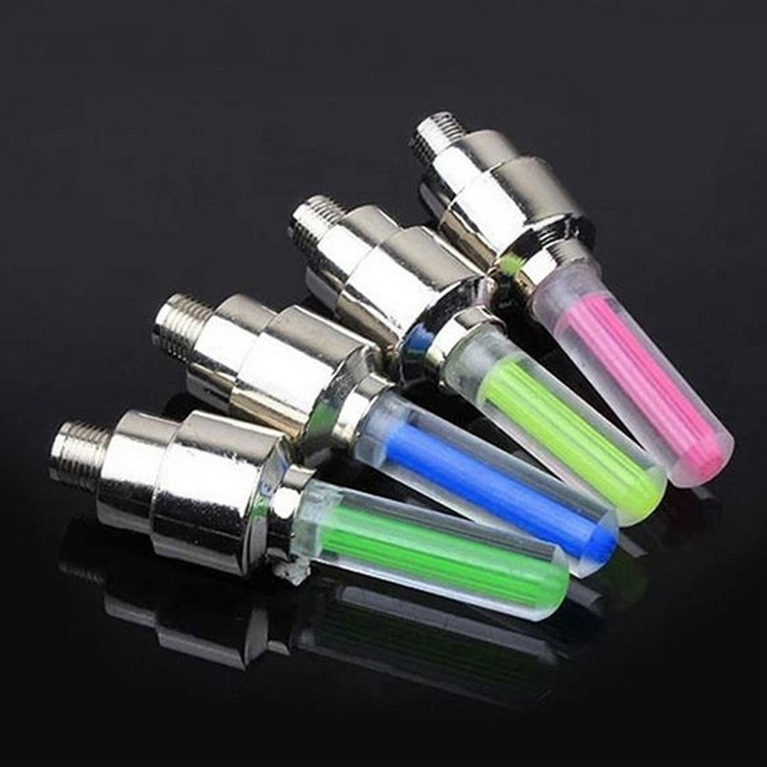 2 uds luces de neón Color neumático rueda válvula tapa luz LED lámpara Flash tapas de válvula de rueda de coche cubierta de aire neumático llanta de vástago de válvula de llanta tapa
