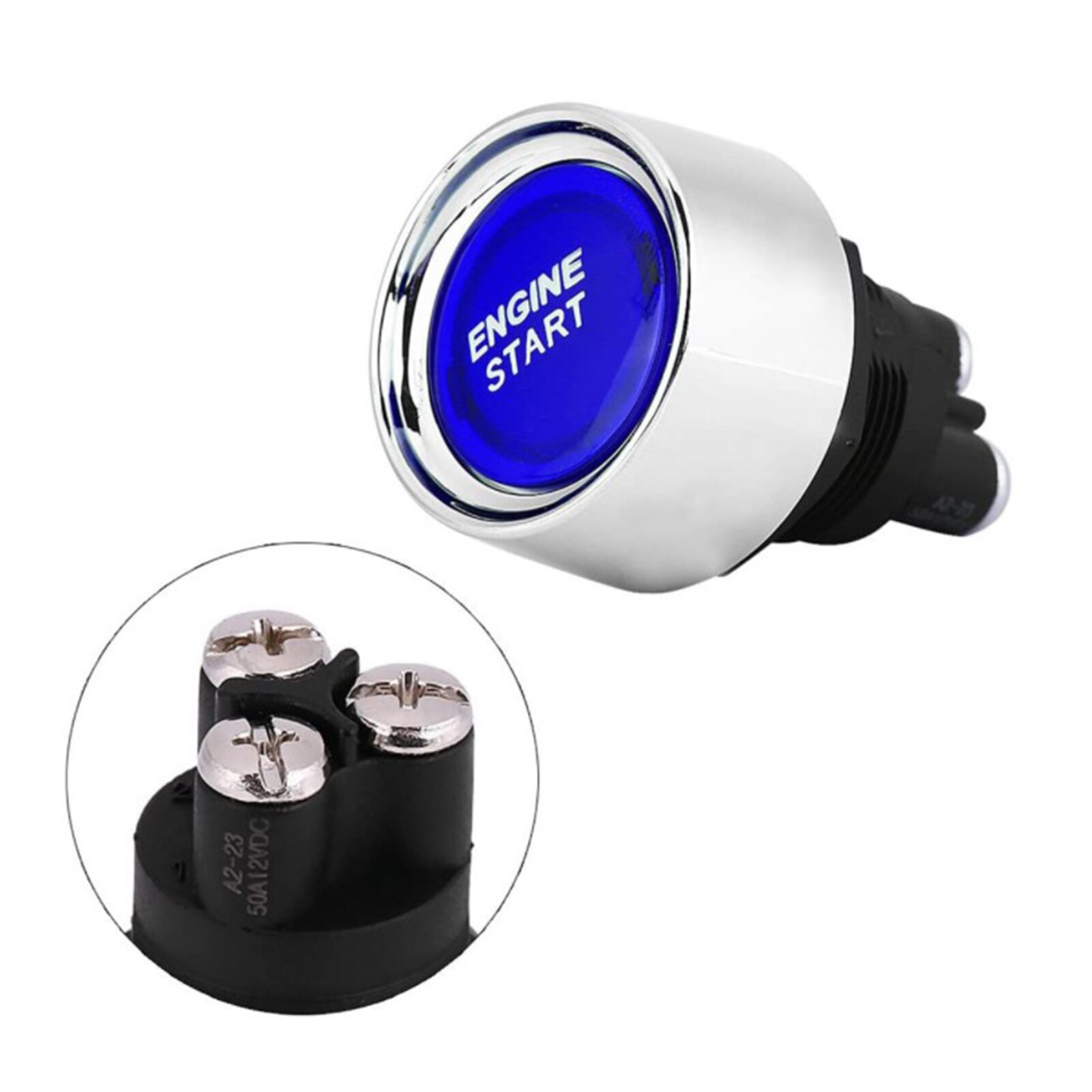 12V 24V Auto Reset LED Switch Car Engine Start Stop Switch Button Car Engine Start Stop Switch Button Trim Cover Car Accessories