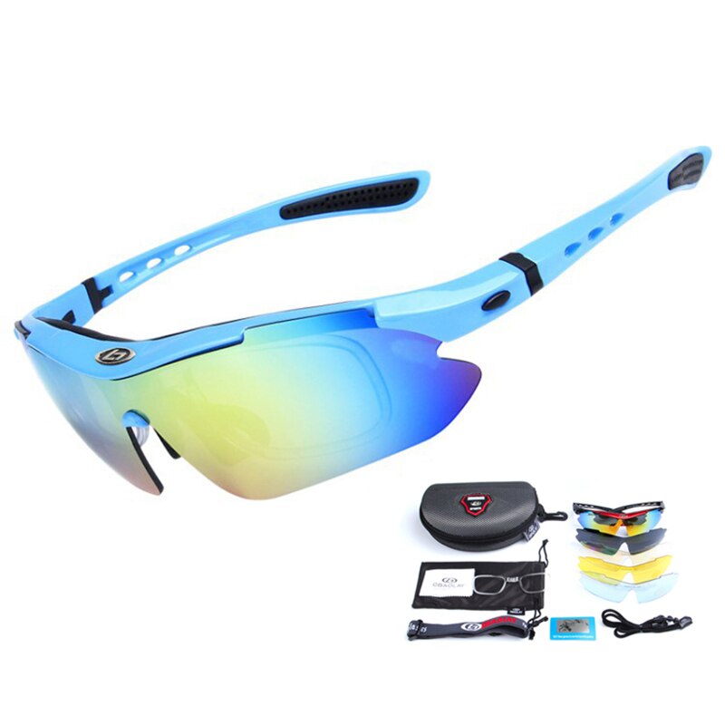 Polariserte fiskesolbriller 5 linse  uv400 fiskebriller utendørs sport sykling klatring turbriller briller: Lyse blå