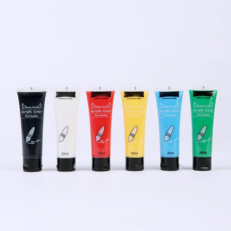 6 Colors 30ml Acrylic Paint Set Drawing Painting Pigment Hand-paint