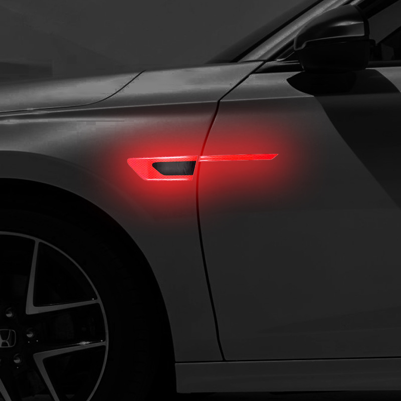 Pegatinas reflectantes para carrocería de coche, pegatinas de protección de puerta de advertencia de seguridad lateral, tiras reflectantes antiarañazos y anticolisión, 2 uds.: Rojo