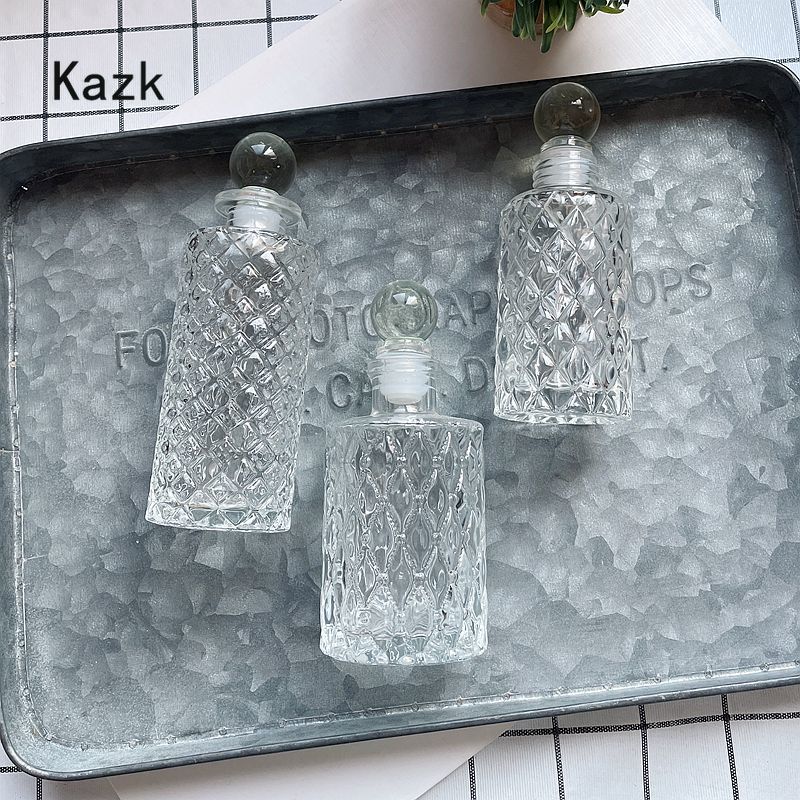 Flacon de parfum en Relief losange français, bouteilles en verre de cristal simples, stockage d&#39;essence d&#39;aromathérapie, Vintage, ornement de bouteille de commode