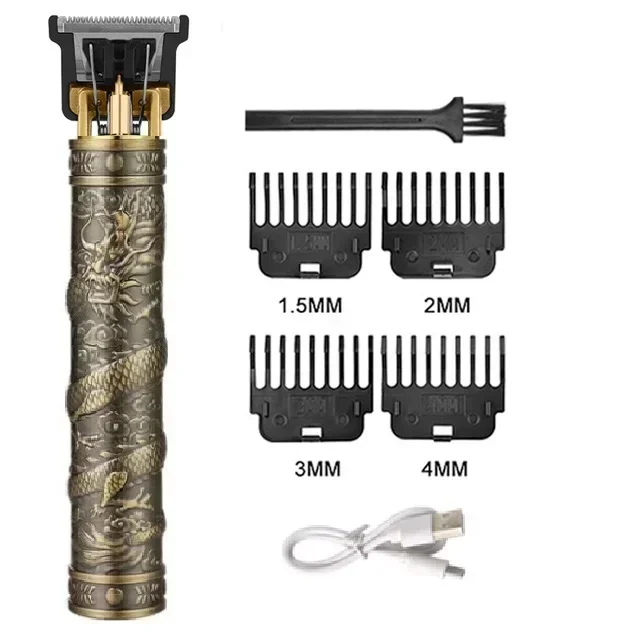 Vintage T9 Hair Cutting Machine Men's Electric Shaver Rechargeable Hair Trimmer Beard Clipper Barber Hair Cut: Gold