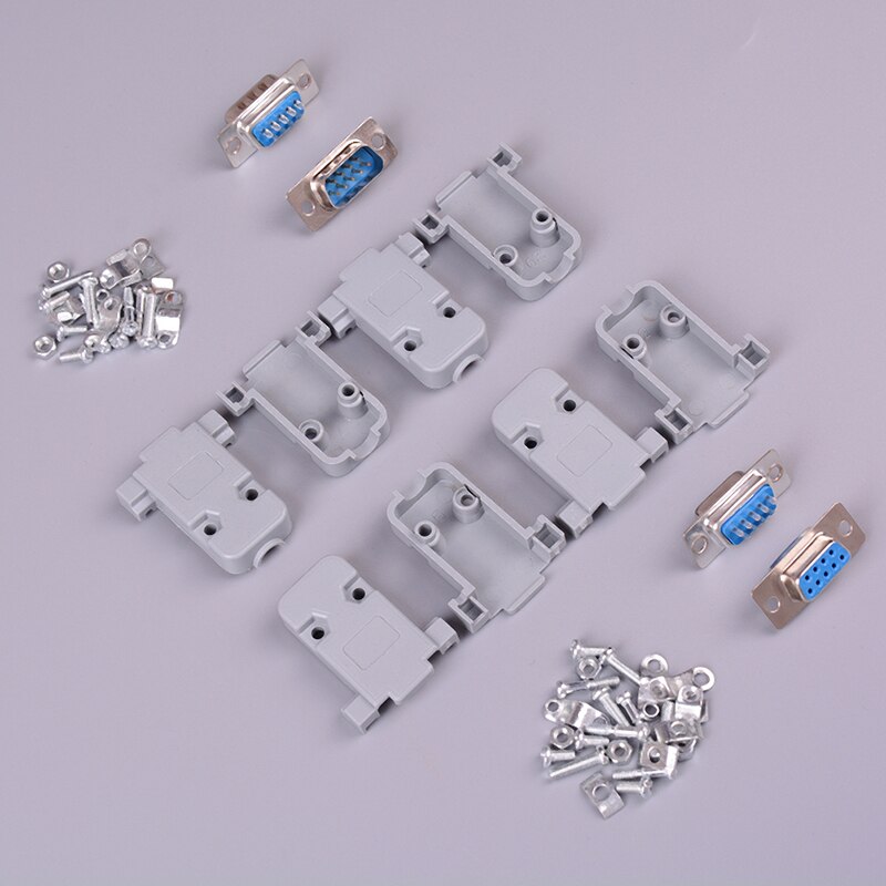 2sets 9 Pin Copper RS232 COM Adapter With Plastic Case RS232 Serial Port Connector DB9 Female Male Socket Plug Connector