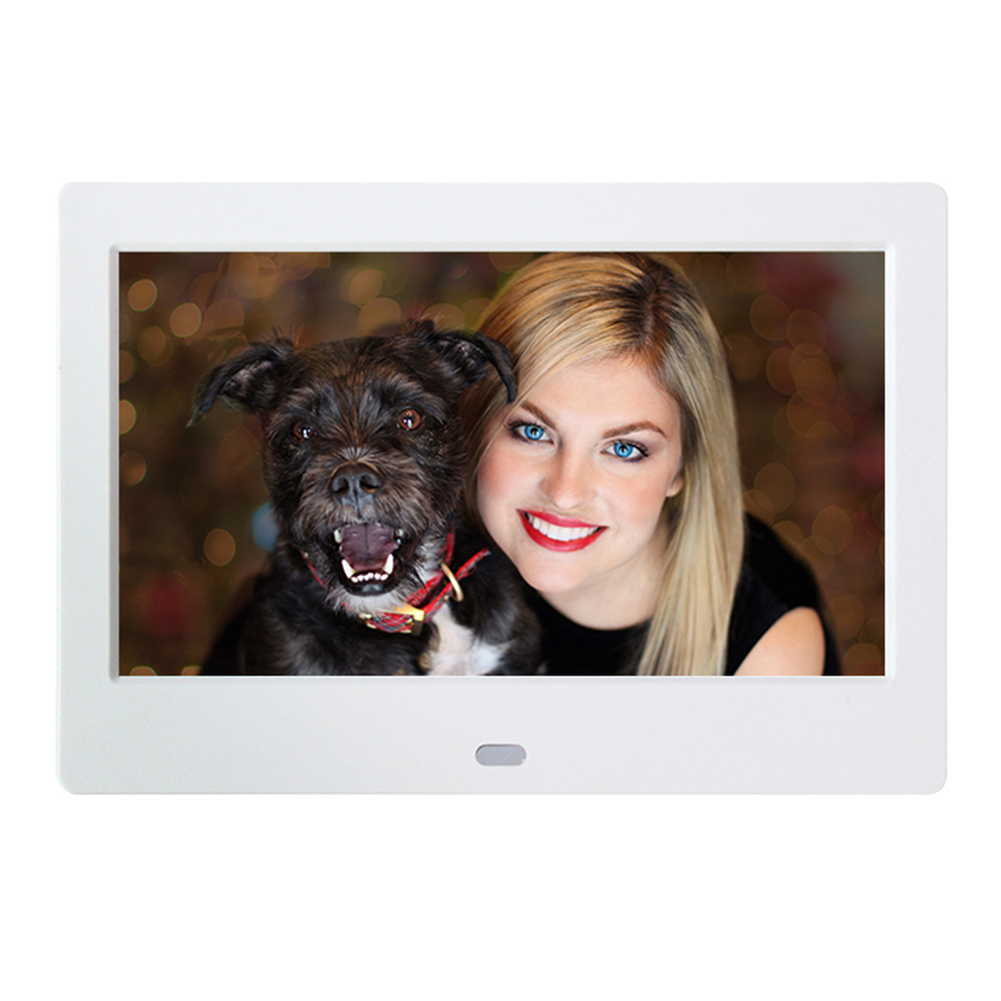 7" HD LED Cyfrowa Ramka na Zdjęcia MP3/MP4/Wideo/Zegar - 800x480 - USB/SD/MMC/MS - Pilot: Biały