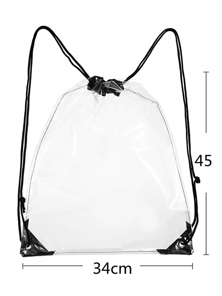 Transparent Kordelzug Rucksack Obst lagerung Tote Sporttasche Sport Pack 45x34cm Unisex Große Kapazität Leichte Strand Rucksack: black