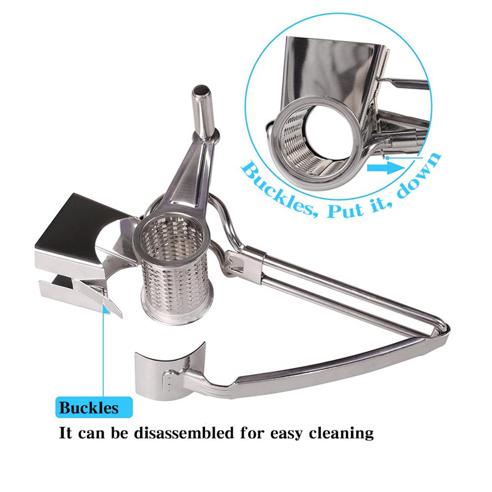 Butter Cutter Cheese Shredder Rotary Cheese Grater with 3 Different Blades Garlic Grinder Slicer Multi Purpose Kitchen Tools