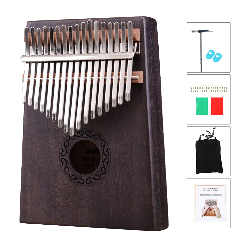 Kalimba 17-key Thumb Piano Mahogany Musical Instrument Mbira Kalimba Hammer Sticker Kit Children Upright Piano Kalimba 17 Key /: G263867A