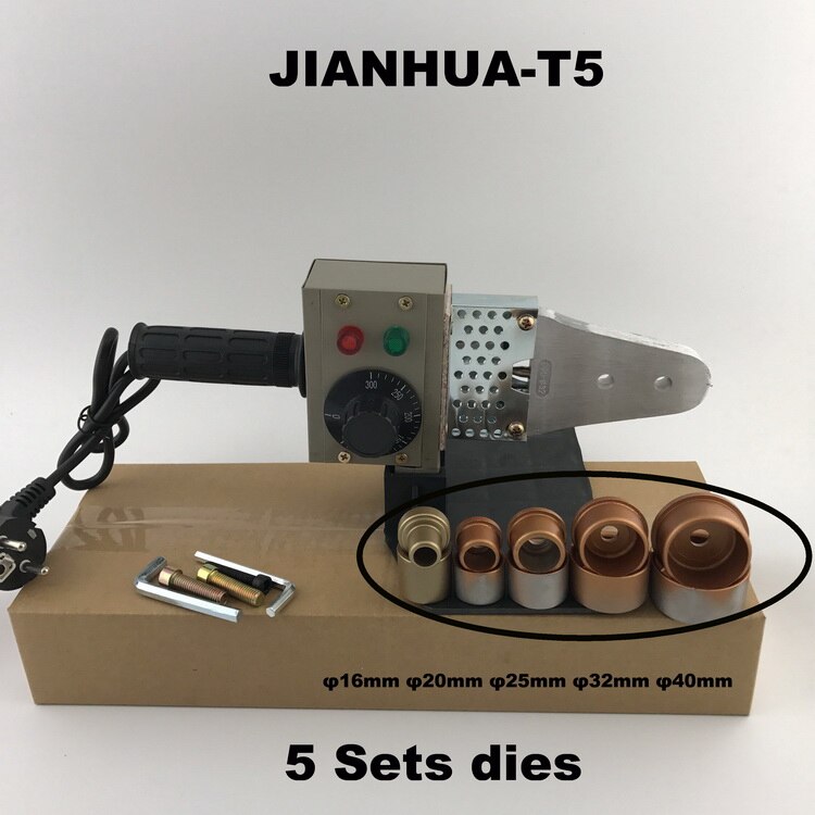 1 sett rørleggerverktøy 220v 600w temperaturkontrollerte plastrør rørsveisemaskin 20-32mm sveiser ppr varmeelement: 220v / Jianhua -t5