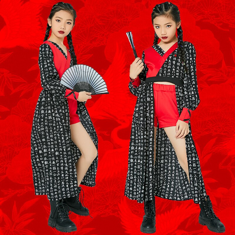 Dzieci jazz spektakl taneczny ubrania w stylu chińprzejrzeć taniec nowoczesny ubrania biodro-hopowe dla dziewczynek stroje sceniczne odzież w stylu zachwycać się DQS6304