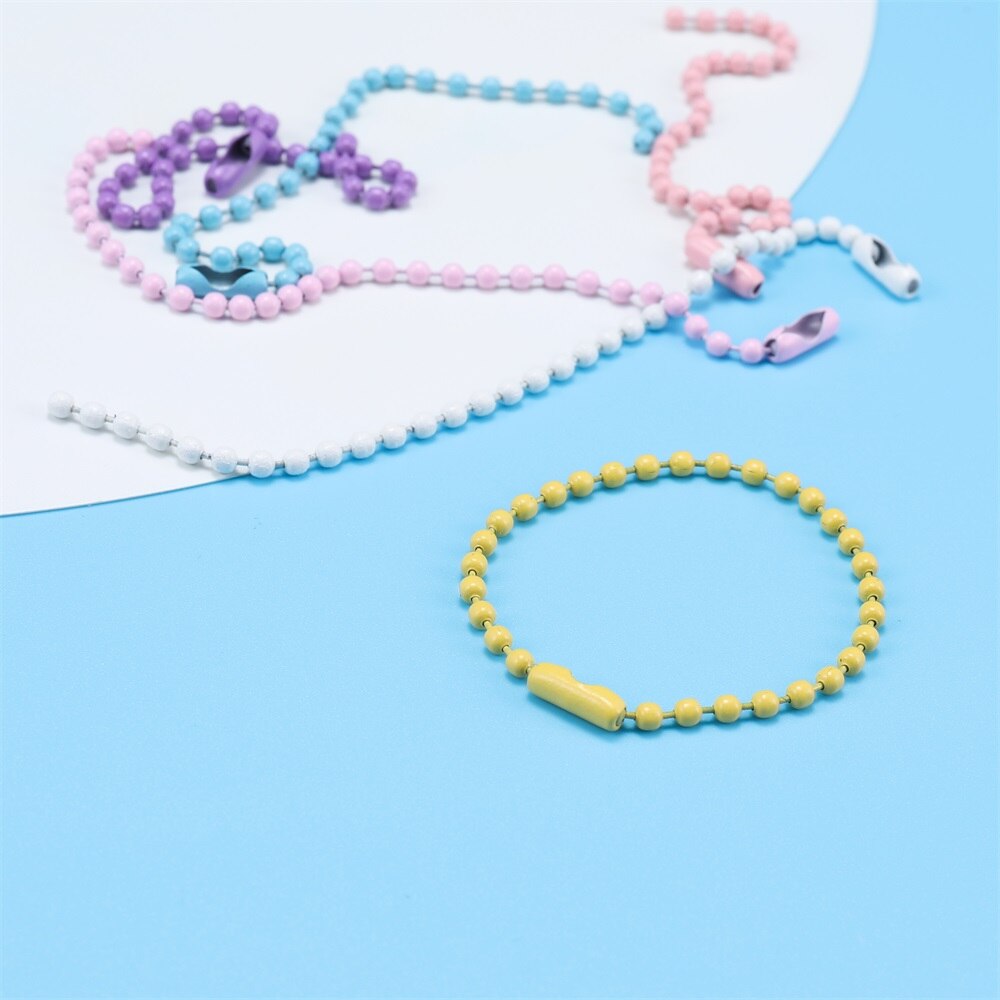 20 sztuk/paczka Multicolor metalowa kula łańcuszki z koralików Spry malowane breloczki klucz wisiorki złącze dla DIY brelok tworzenia biżuterii