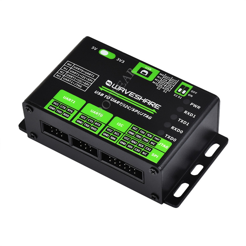 USB-zu-UART/I2C/SPI/JTAG-Konverter, unterstützt mehrere Schnittstellen, kompatibel mit 3,3 V/5 V mehreren Schutzschaltungen